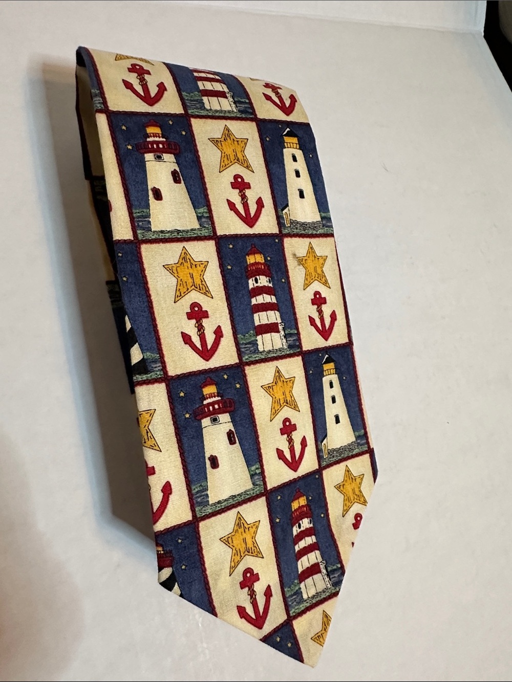Nautical Patchwork Men’s Tie - Blue, Red, Yellow